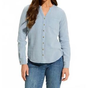 NEW FDJ button long sleeve shirt in blue jean